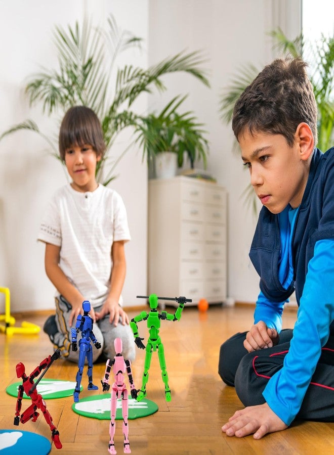 Ramoni 4 Pcs T13 Action Figure, 1/14 Scale, 3D Printed, Multi Articular, 30+ Joints, Red, Blue, Pink, Green - Image 4